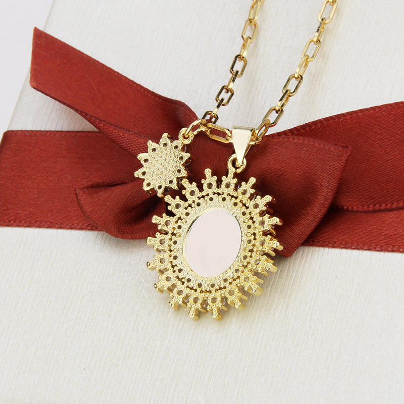 fashion  inlaid zircon round religious necklace
