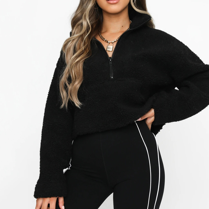 thick warm zipper lamb wool sweatshirt NSFD31191