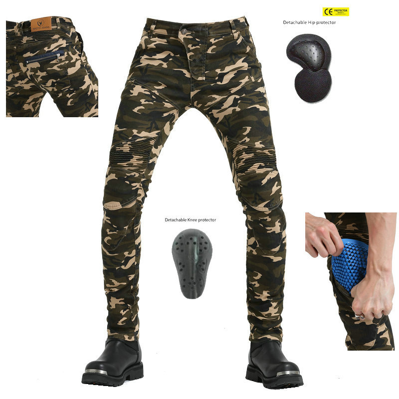 VOLERO pantalones vaqueros de la motocicleta de los hombres de verano de camuflaje off-road pantalones de montar a caballo pantalones delgados de carreras resistentes a la caída