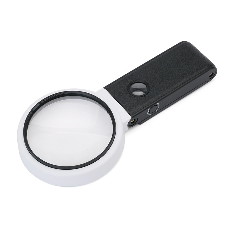 LED带灯放大镜便携式可折叠手持式照明观察镜