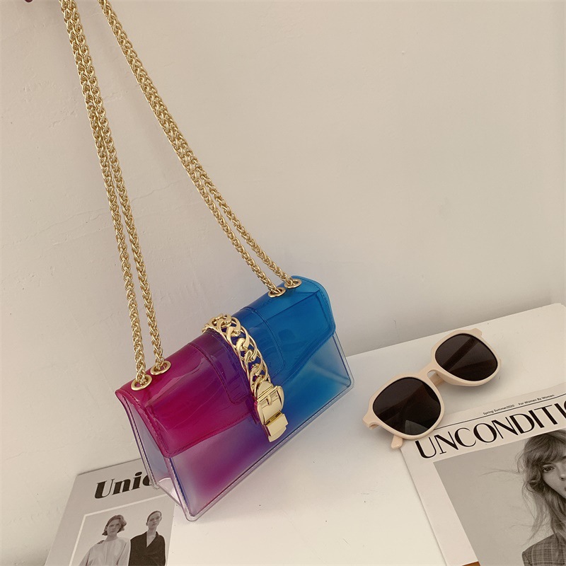 Summer 2025 new gradient jelly bag, fashionable color-blocking chain bag, crossbody single-shoulder bag, ladies' small bag undefined