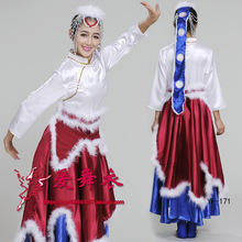 少數民族舞蹈服藏族舞蹈牧羊姑娘服裝蒙古演出服藏裙袍舞台服天邊