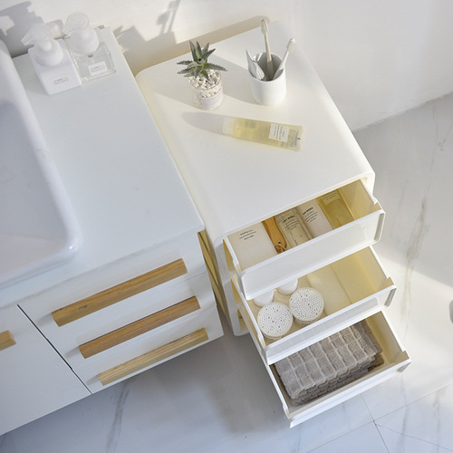 Bedside drawer cabinet with wheels, sandwich bedside table, bathroom living room, multi-layer snack kitchen storage plastic storage cabinet