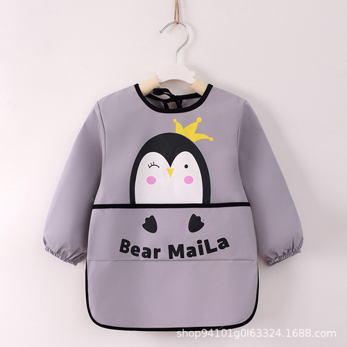 Children's Coverall for Autumn/Winter, Baby Eating Coverall, Waterproof and Stain-Proof, Extended Length Apron, Eating Pouch, Kindergarten Painting Clothes