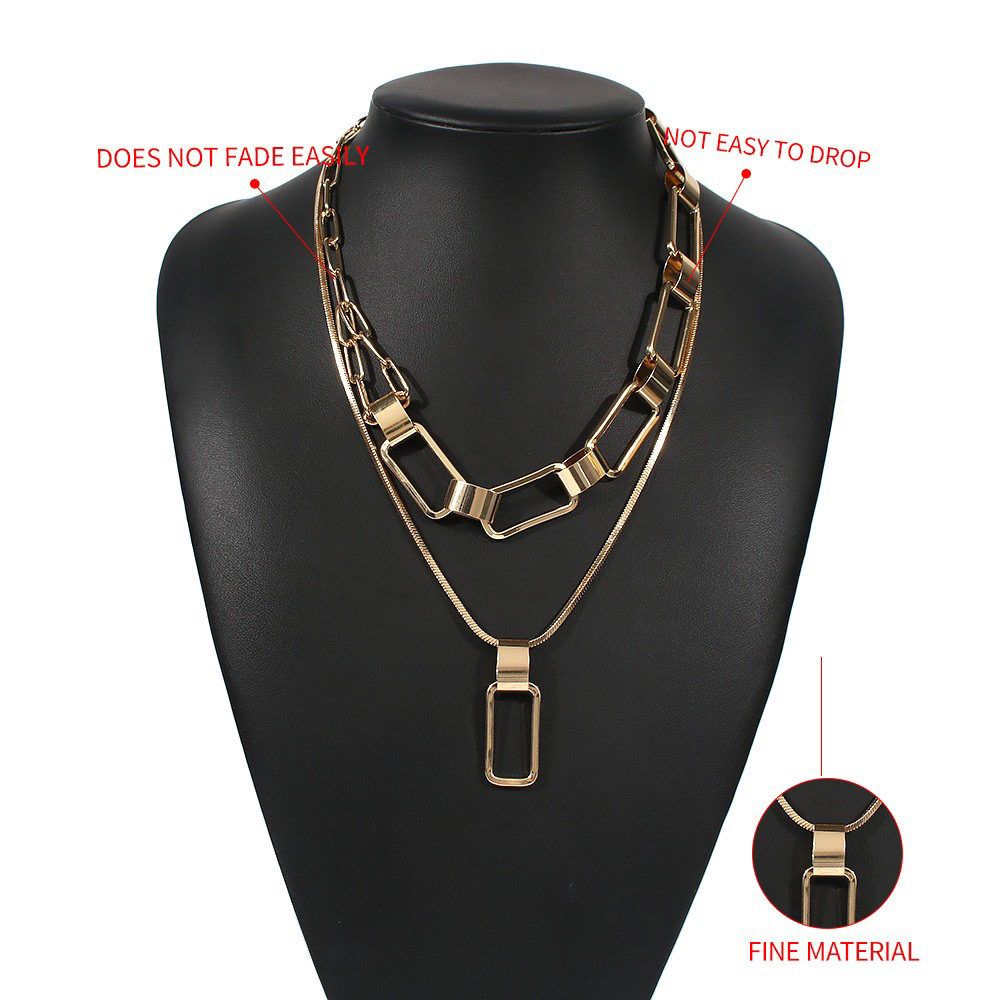 Fashion  Exaggerated Hip-hop Lock Pendant   Multi-layer Necklace display picture 7