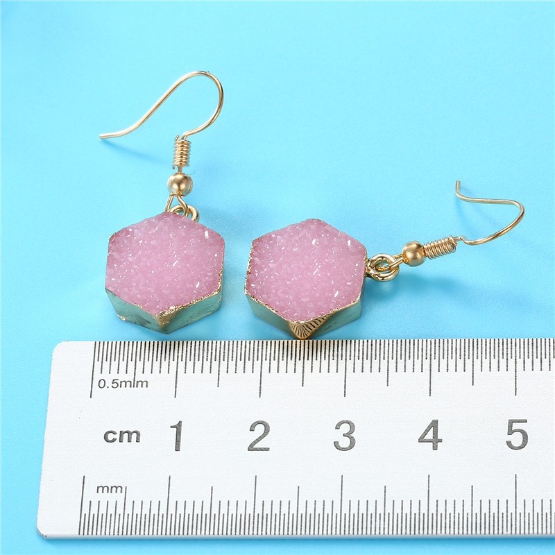 New Fashion Imitation Natural Stone Earrings Hexagon Earrings Retro Earrings Wholesale display picture 3