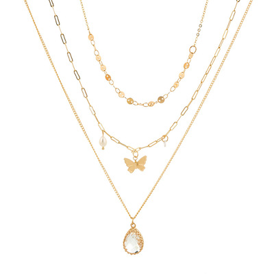 新款日韩仙气纯洁灵动水滴吊坠 多层不可拆分创意设计项链饰品女|ms