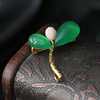 Fresh sophisticated brooch jade handmade, pendant, silver 925 sample, wholesale