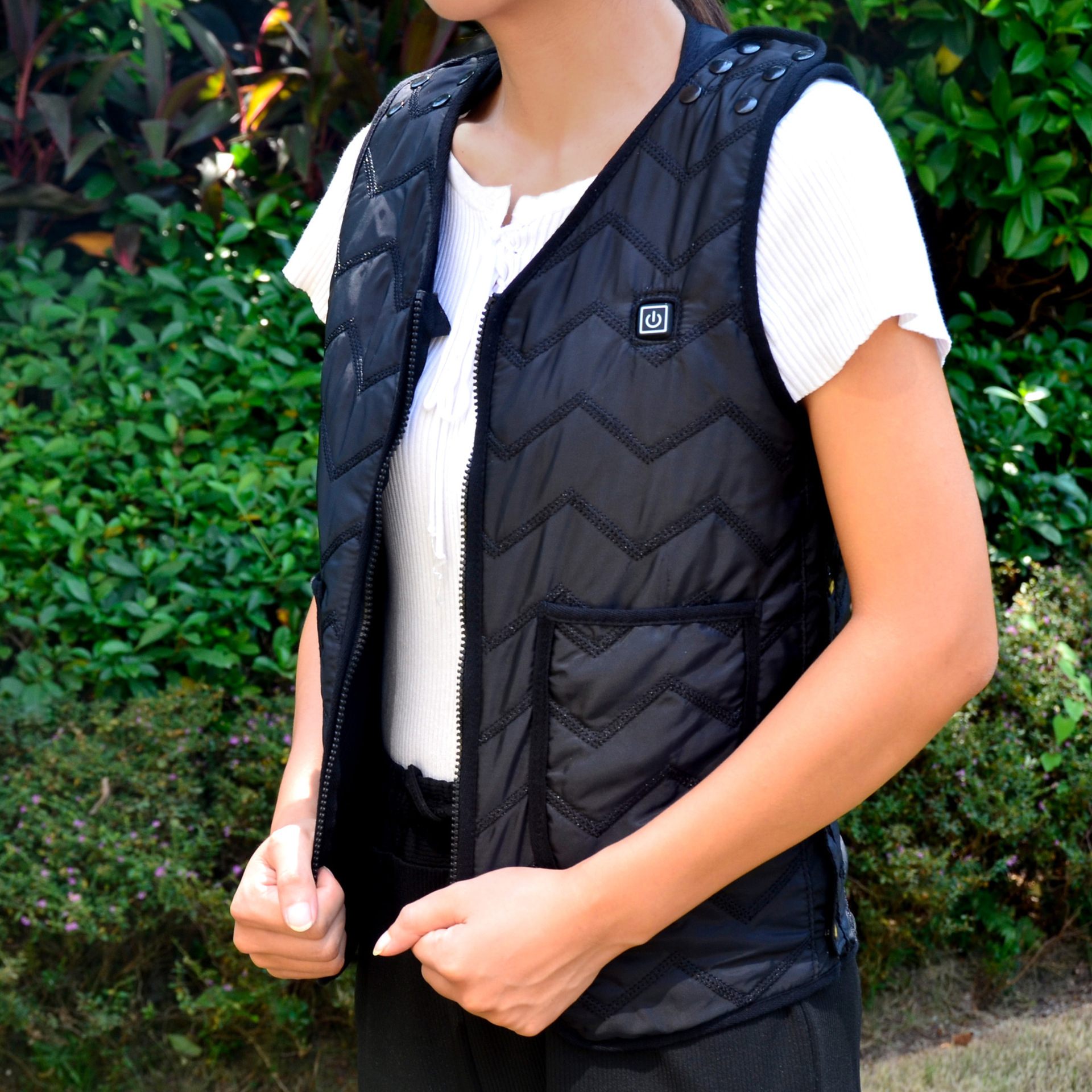 Chaleco de calefacción inteligente Chaleco de calefacción eléctrica transfronteriza Chaleco de temperatura constante para hombres y mujeres de mediana edad y ancianos Chaleco de carga de soporte de cintura caliente