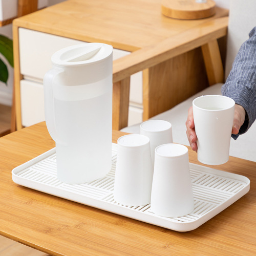 Cold kettle set plastic thickened large-capacity cold water cup drain tray Nordic home living room cool white kettle