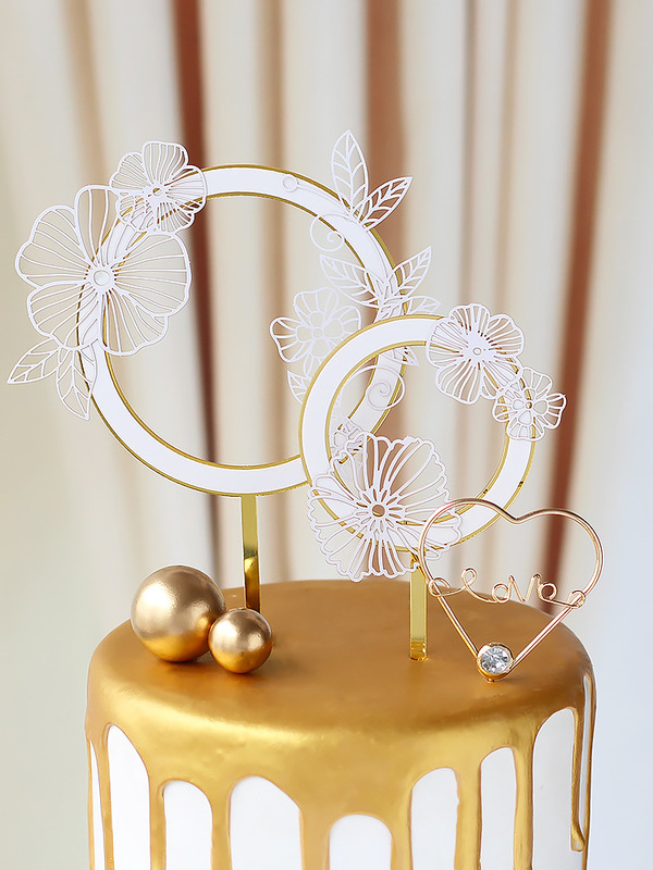 Mother's Day baking cake decoration platinum pink star lace flower cake paper moon cake card insertion