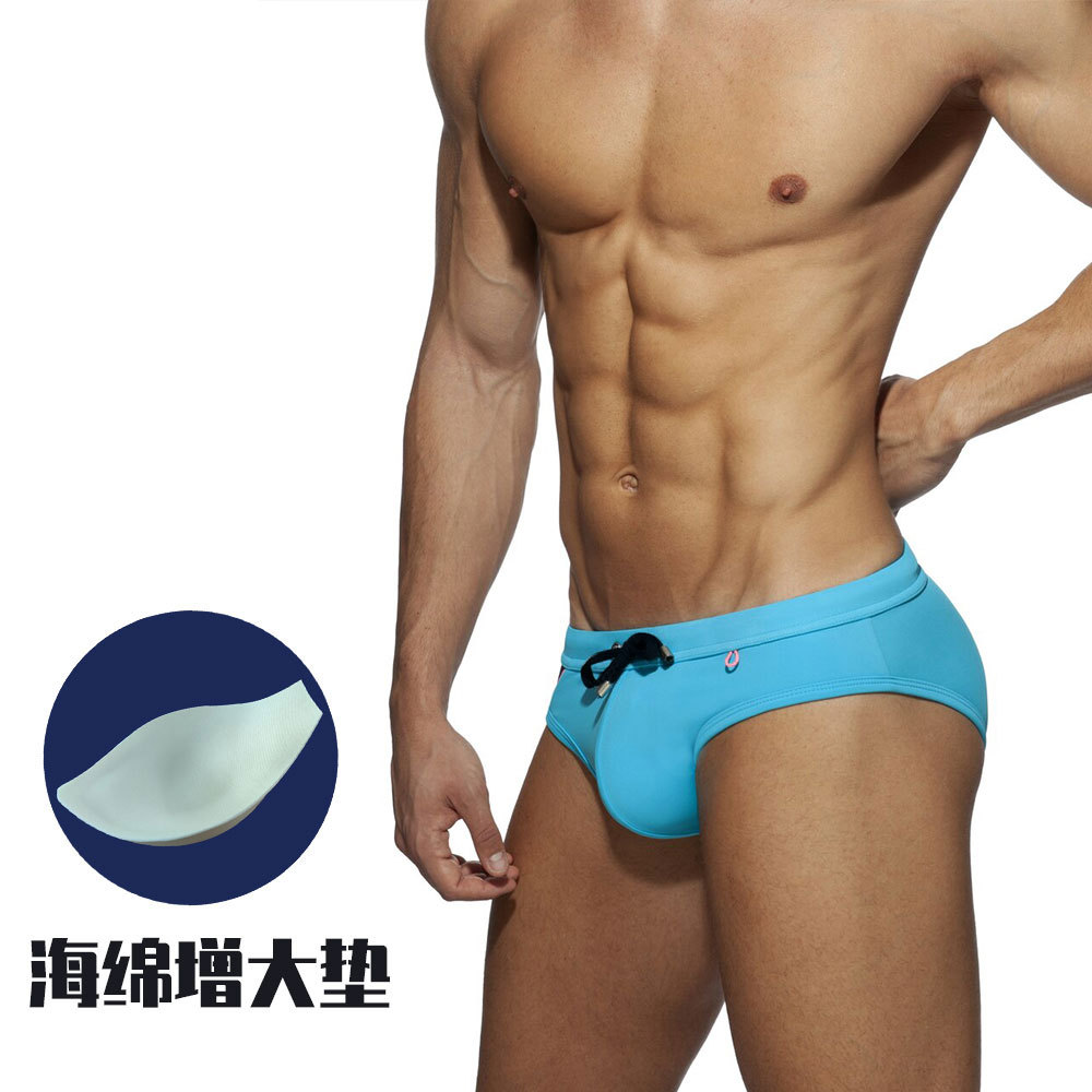UXH bikini triangle cup U highlights the big foreign trade men's swimming trunks close-fitting color matching simple trend briefs