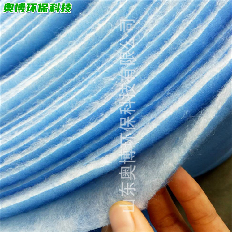山东厂家直销初中高效压实蓝色喷胶过滤棉 蓝色针刺过滤布