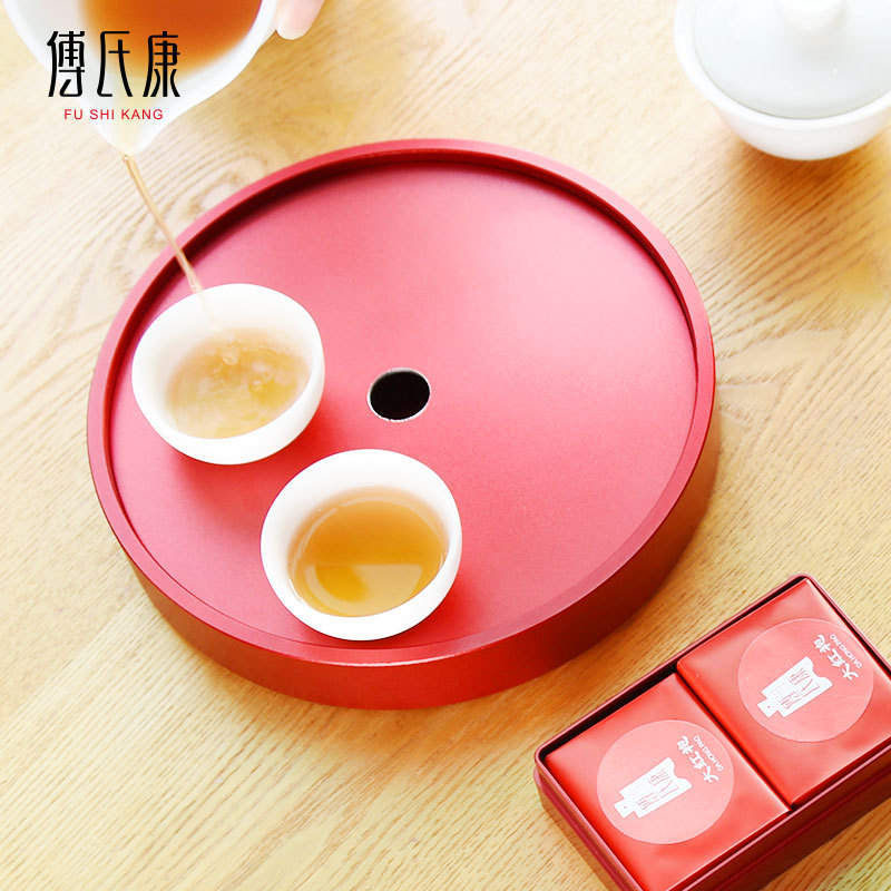 铝合金小号茶盘干泡茶台圆形便携旅行 茶具储水金属可设计定logo
