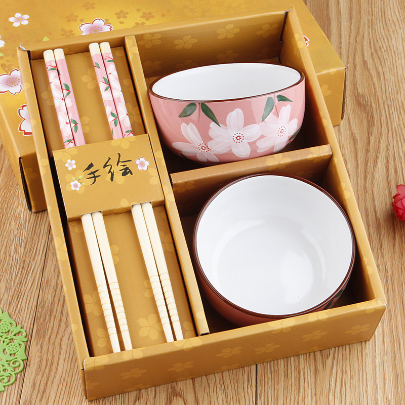年會伴手禮手繪陶瓷器碗筷套裝禮盒裝創意婚慶店慶禮品餐具