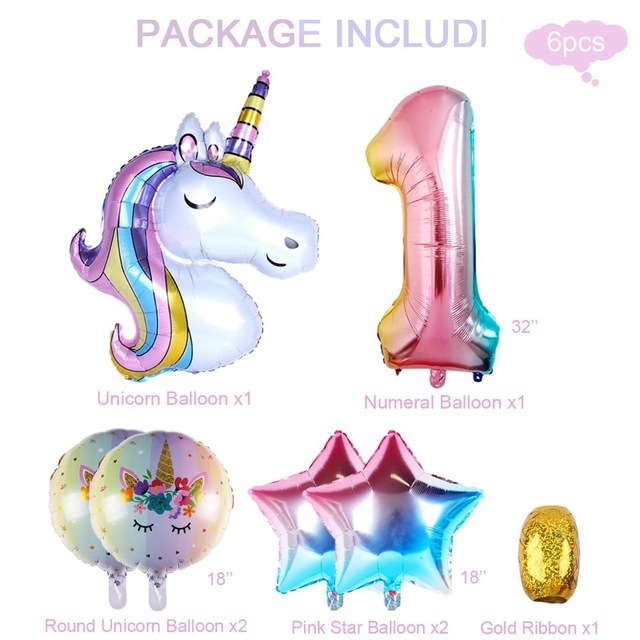 6-7pcs-lot-Rainbow-Unicorn-Bal