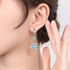 Long blue earrings, simple and elegant design, internet celebrity, flowered
