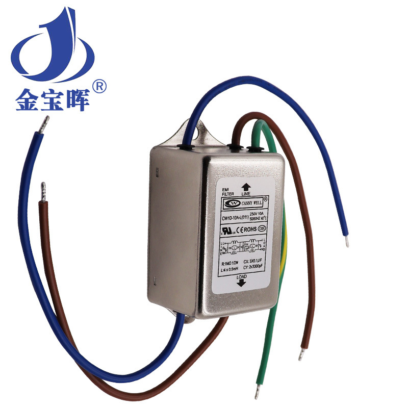 CW1D 6 10A L带线EMI双极CANNYWEL电源滤波器单相交流220V抗干扰