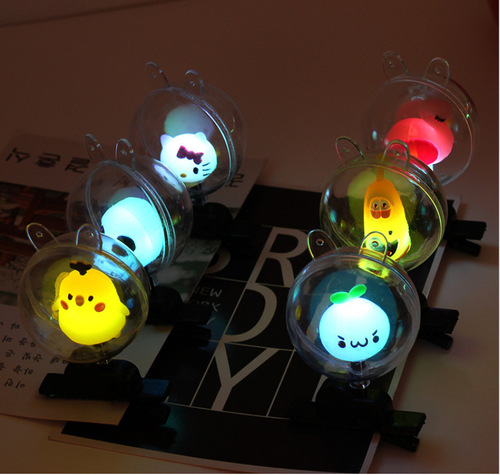 LED flash bobo ball hairpin cartoon hairpin night market street stalls hot selling small gifts luminous toys