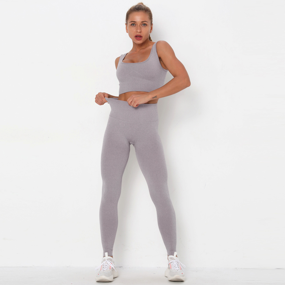 Triped Quick-Drying Beauty Back Yoga Suit NSNS12240