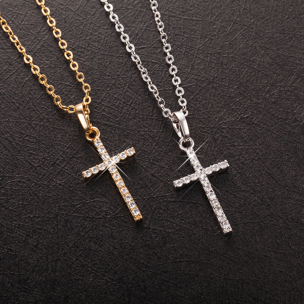 Fashion Cross Alloy Plating Inlay Zircon Unisex Pendant Necklace 1 Piece