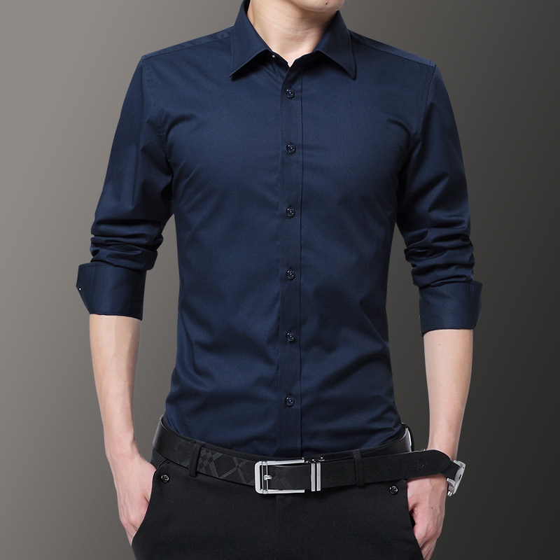 Spring and Autumn Men's Fashionable Long-Sleeved Shirts, Simple and Trendy, Korean Style Casual and Versatile Men's Korean Style Slim Fit