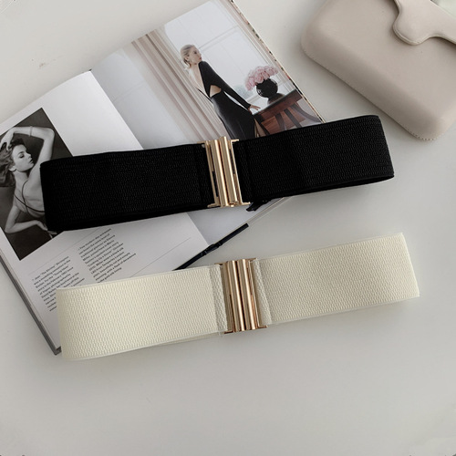 Autumn and winter new elastic elastic women's wide belt decorative fabric with dress waist slimming girdle