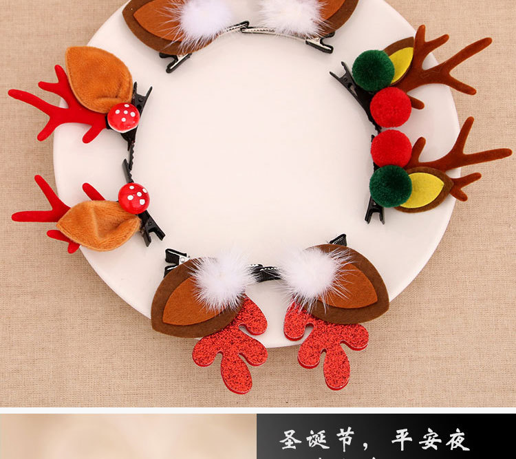 Christmas Small Gifts For Children Gift Gold Powder Antlers Mink Hair Clip Hairpin Set Headdress Christmas Head Buckle display picture 7
