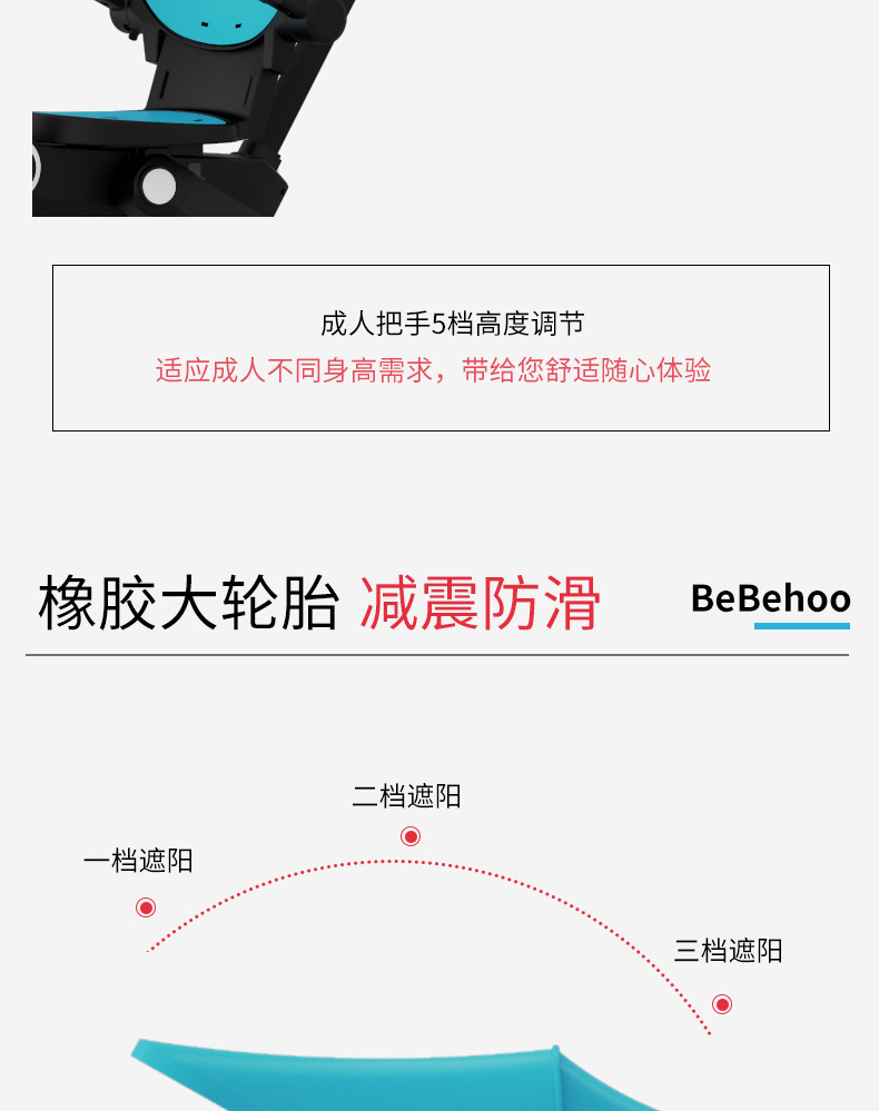 bebehoo七合一手推车1-3岁溜娃神器宝宝脚踏车可轻便儿童三轮车详情8