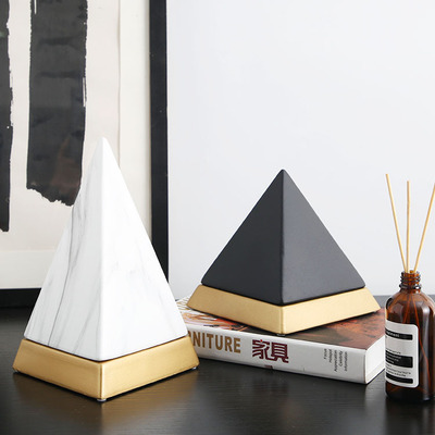 Original design light luxury pyramid ceramic decoration Nordic style bookcase living room entrance cabinet home decoration
