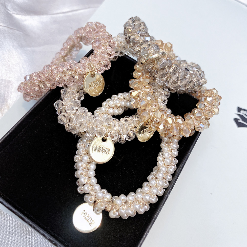 Simple Crystal Pearl Hair Rope display picture 8