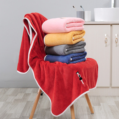 珊瑚绒高密加厚大浴巾柔软吸水成人洗澡家用情侣大毛巾沙滩巾盖毯