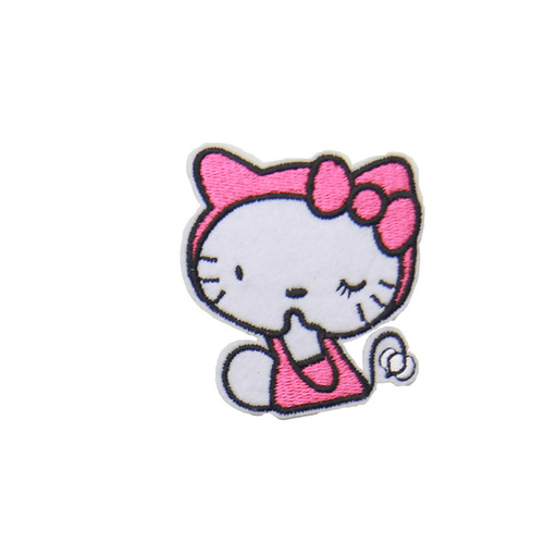 kt cat girls embroidery cloth patch size cartoon fashion all-match clothes adhesive back ironing