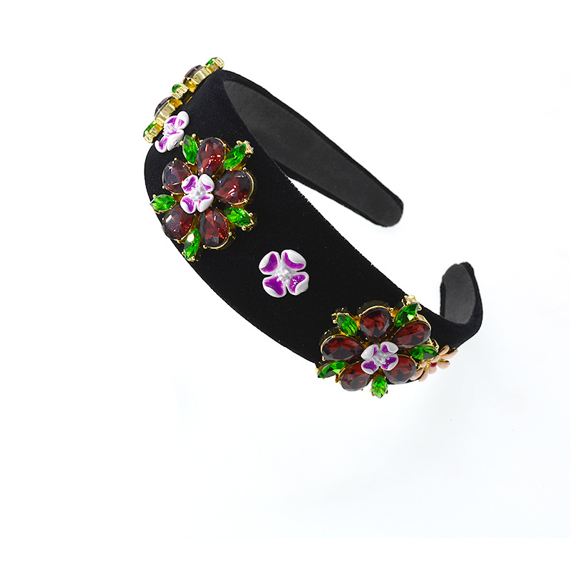 Koreanische Version Von Dongdaemun Frühling Und Sommer Haarschmuck Retro Barock Samt Perle Diamant Breit Stirnband Stirnband Haarkarte Haarband display picture 3