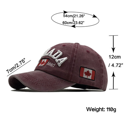 Embroidered Canada Maple Leaf Baseball Cap Unisex Pure Cotton_voghion.com