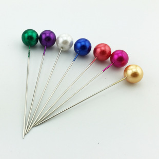 Nickel Plated 10*65mm Big Pearl Head Clothing Positioning Pearlescent Needle Colorful Bead Needle