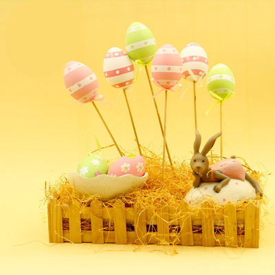 盈浩 复活节装饰  DIY彩蛋 仿真鸡蛋 复活节礼物饰品 插枝彩蛋|ms