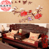 New Chinese style Flax Embroidery cloth Rosewood sofa Seat cushion Pillows Fabric High density Embroidery Home Furnishing Soft loading wholesale