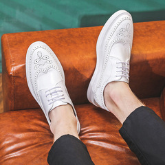 2020 New Leather Shoes Korean Fashion Retro Shoes Carved Brogue Casual Shoes Lace-Up Versatile Shoes A310-W