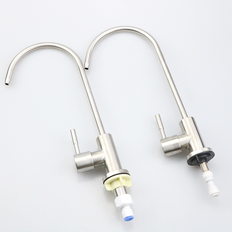 Direct drinking water faucet 2 points household kitchen water purifier accessories 304 stainless steel gooseneck water purifier faucet