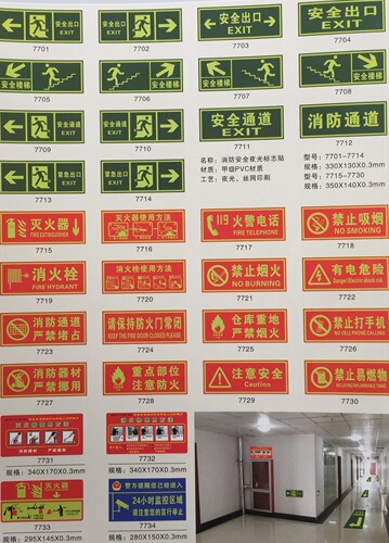 Luminous safety exit ground fluorescent wall sticker fire exit emergency exit sign PVC
