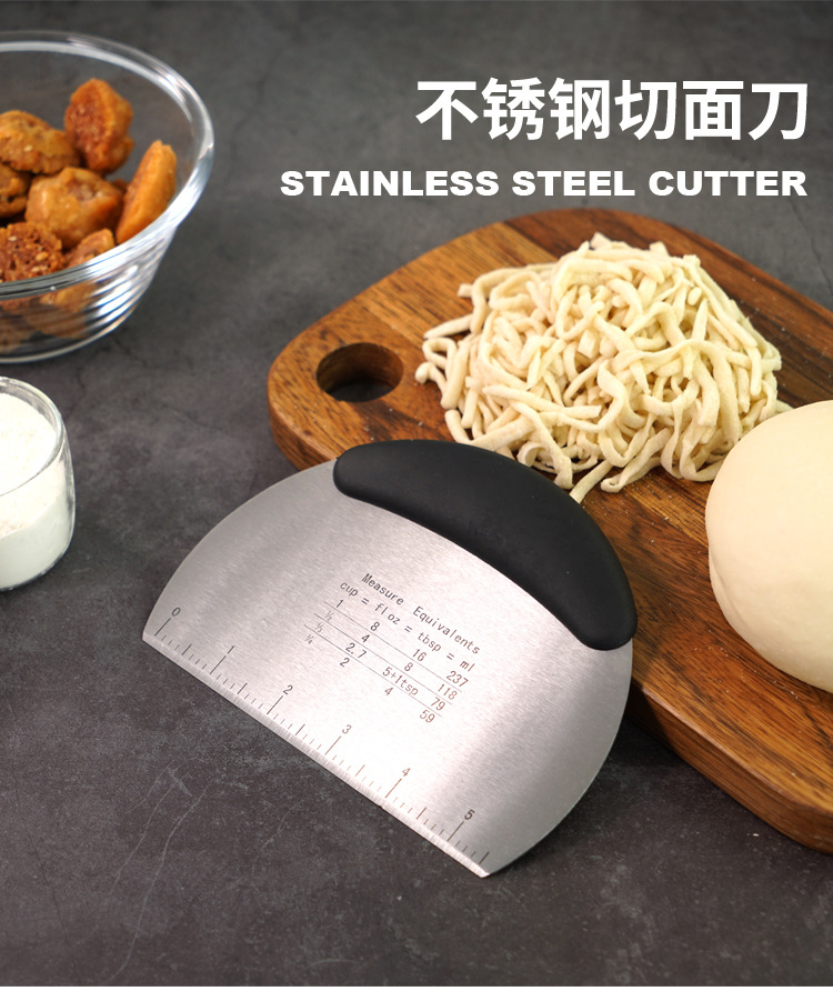 跨境亚马逊 加厚不锈钢切面刀 半圆防滑刮面板烘焙工具带刻度-阿里巴巴