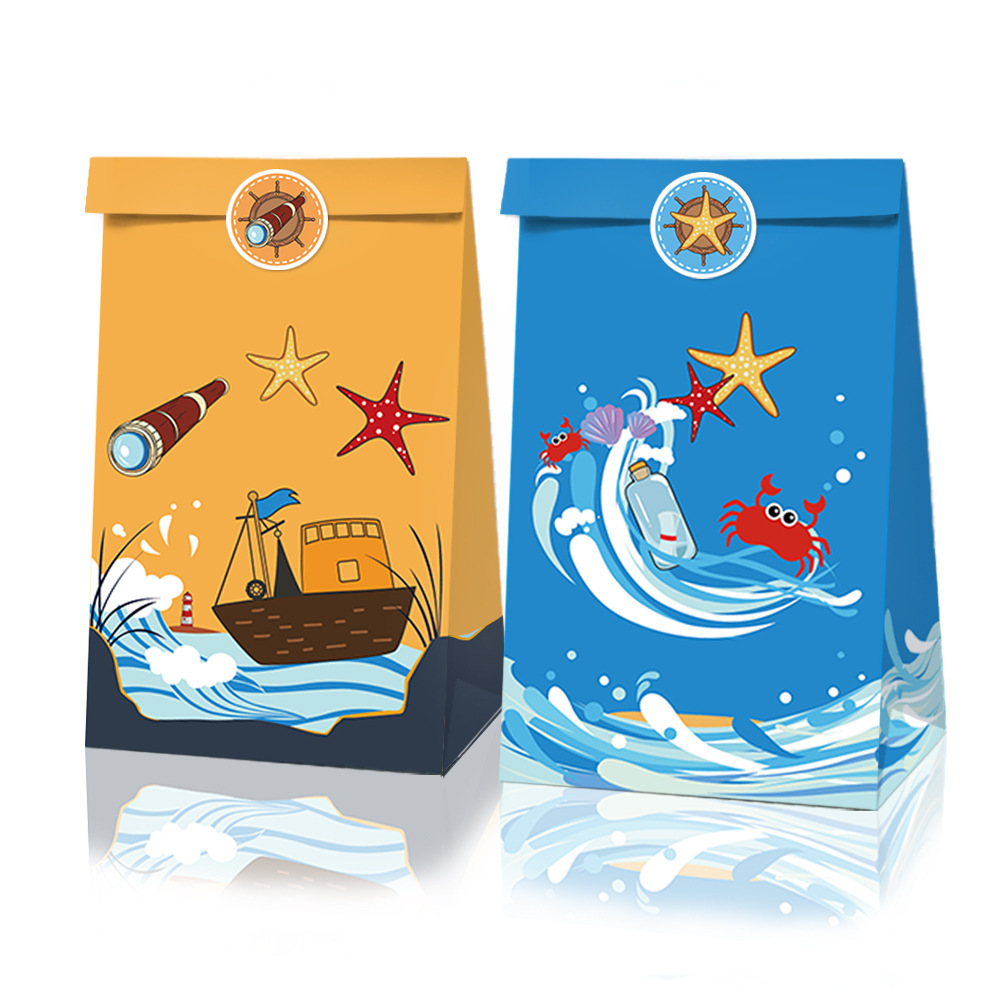 LB043亚马逊wish 航海家冒险礼品包装糖果礼物派对纸袋牛皮纸