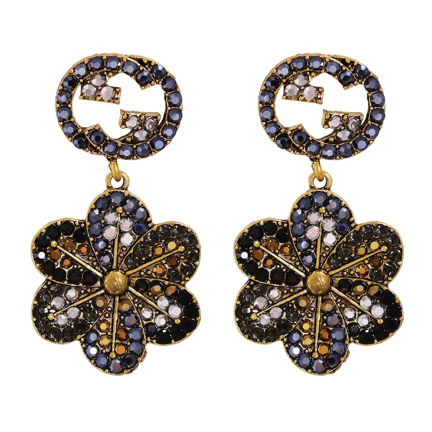 Aretes De Flores Con G Redondos De Colores Con Diamantes display picture 5