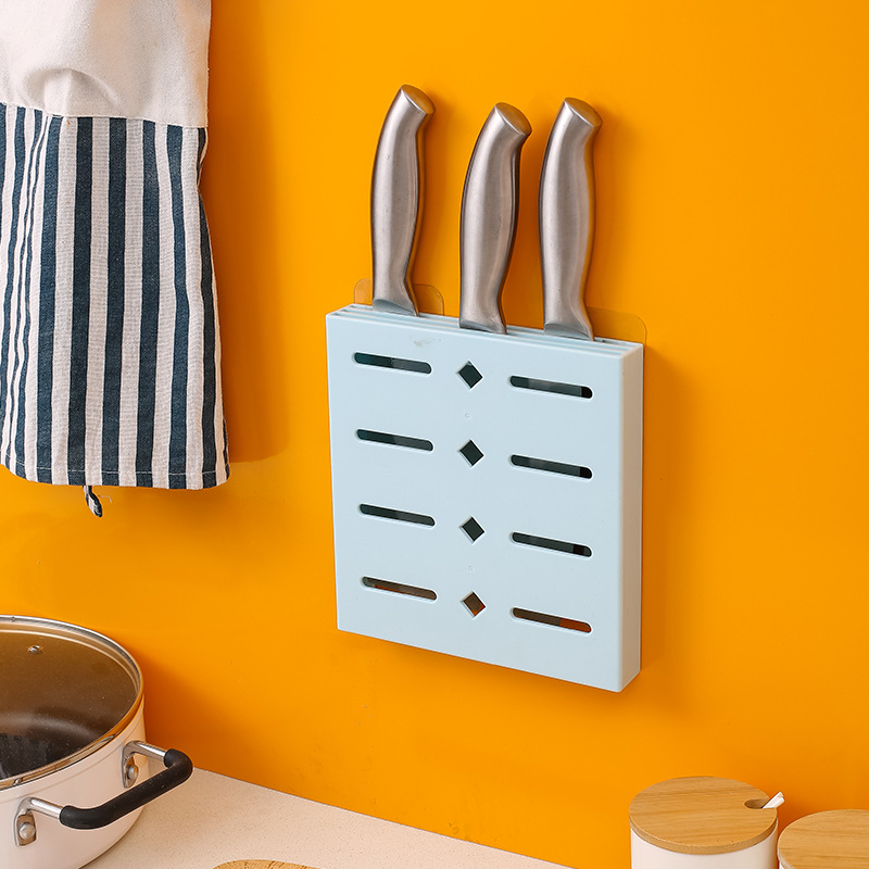 Sostenedor de cuchillo sin perforar suministros de cocina estante de almacenamiento cuchillo invisible socket hogar montado en la pared estante de almacenamiento al por mayor