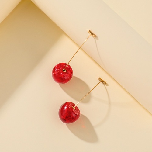 Japan and Korea hot selling cherry dried flower earrings cute resin fruit earrings ins sweet cherry women's earrings wholesale