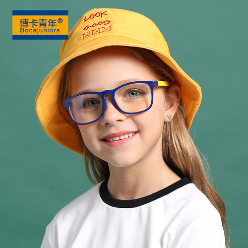 2024新款儿童护目镜高清防蓝光平光镜时尚硅胶男女童眼镜框 F891