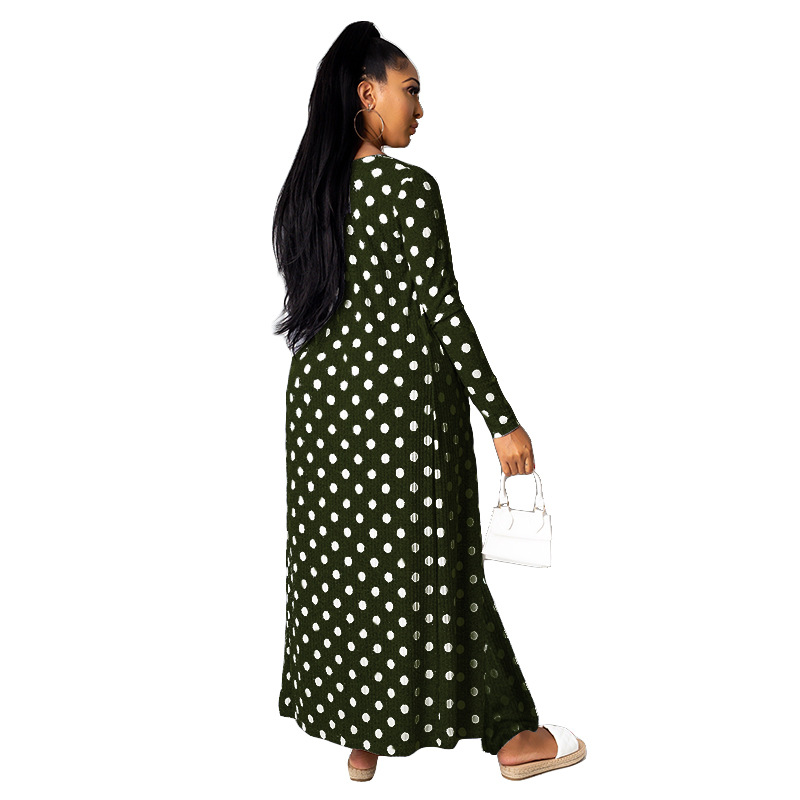 Polka dot long sleeve outwear & slip dress 2 piece set NSMYF68697