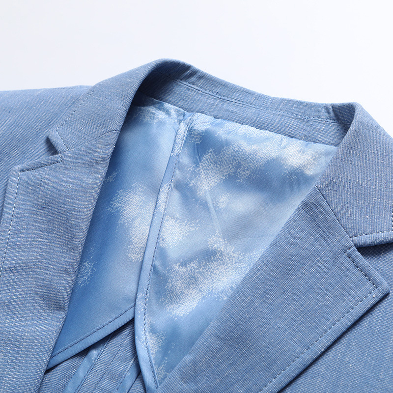 休閑西服男潮2020春夏新款修身個性兩粒扣單西男士亞麻薄款小西裝