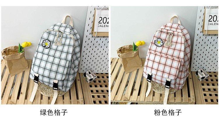 Korean Fashion Daisy Flowers Student Plaid Canvas Shoulder Bag Department Vintage Sense Girl Bag  Wholesale Nihaojewelry display picture 47